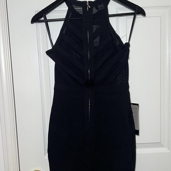 Bebe Caging Stud Mesh Bandage Dress Black | Size XS - Picture 2 of 3